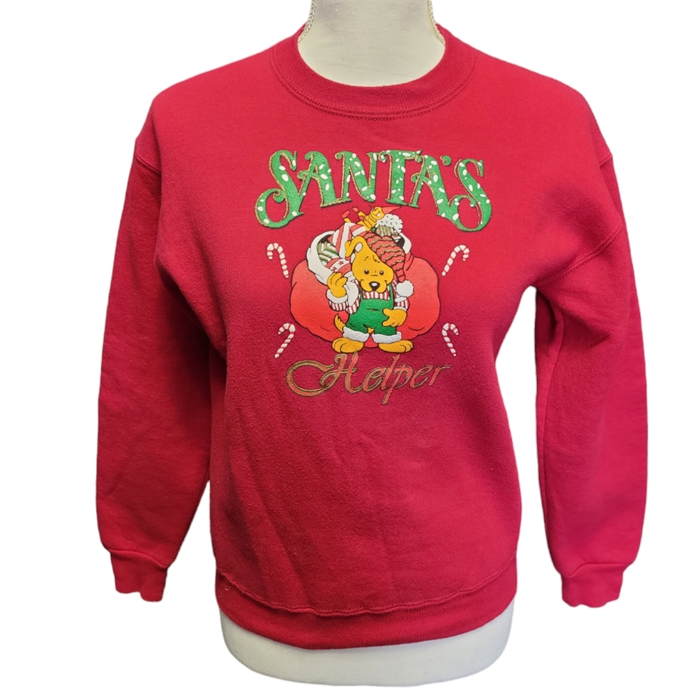 Vintage 1990s Santa's Helper Christmas holiday sweatshirt, size 14/16